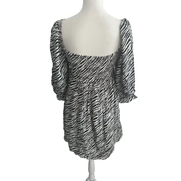FAITHFULL THE BRAND Zebra Print Smocked Empire Waist Dress Size US 6 - Picture 6 of 9